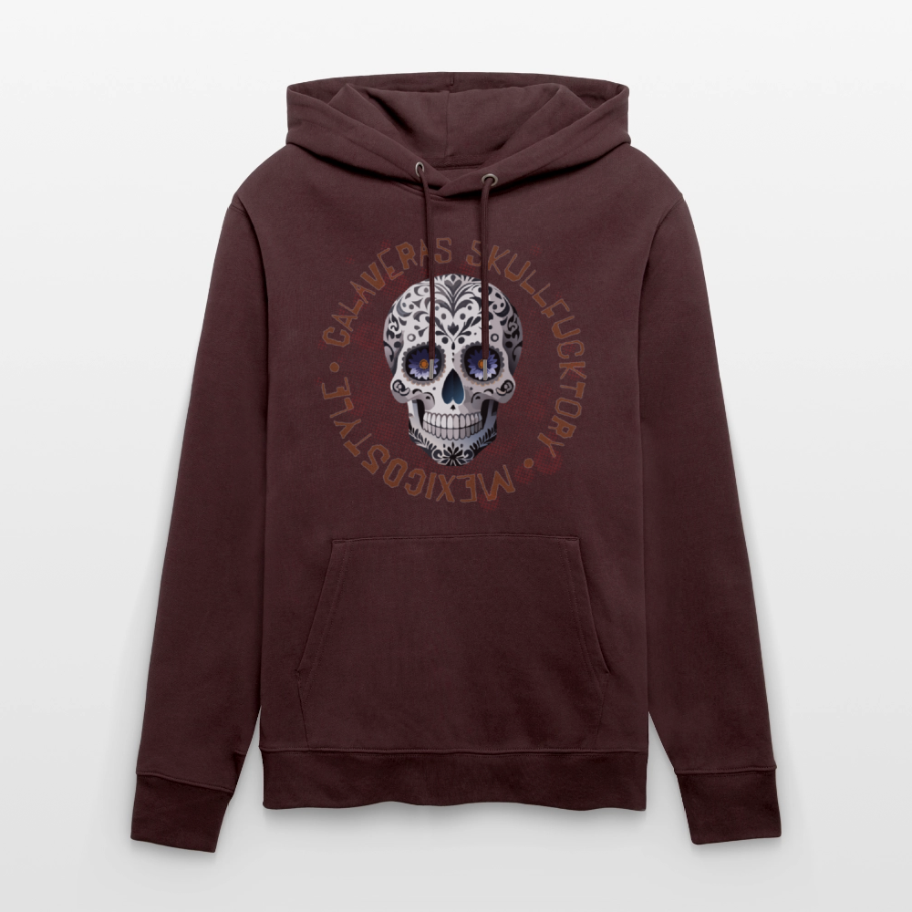 Unisex Hoodie mit CALAVERAS SKULL PRINT Vorderseite - Maroon