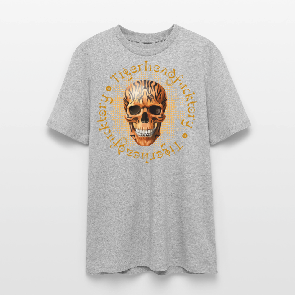Unisex Bio-T-Shirt mit TIGERHEAD SKULL PRINT Vorderseite - Grau meliert