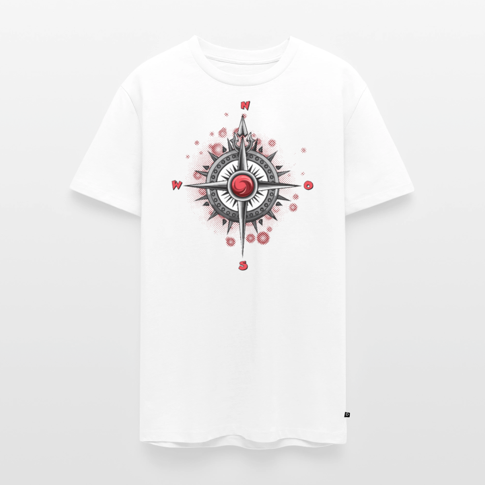 Männer Premium T-Shirt mit WINDROSE PRINT - Weiß
