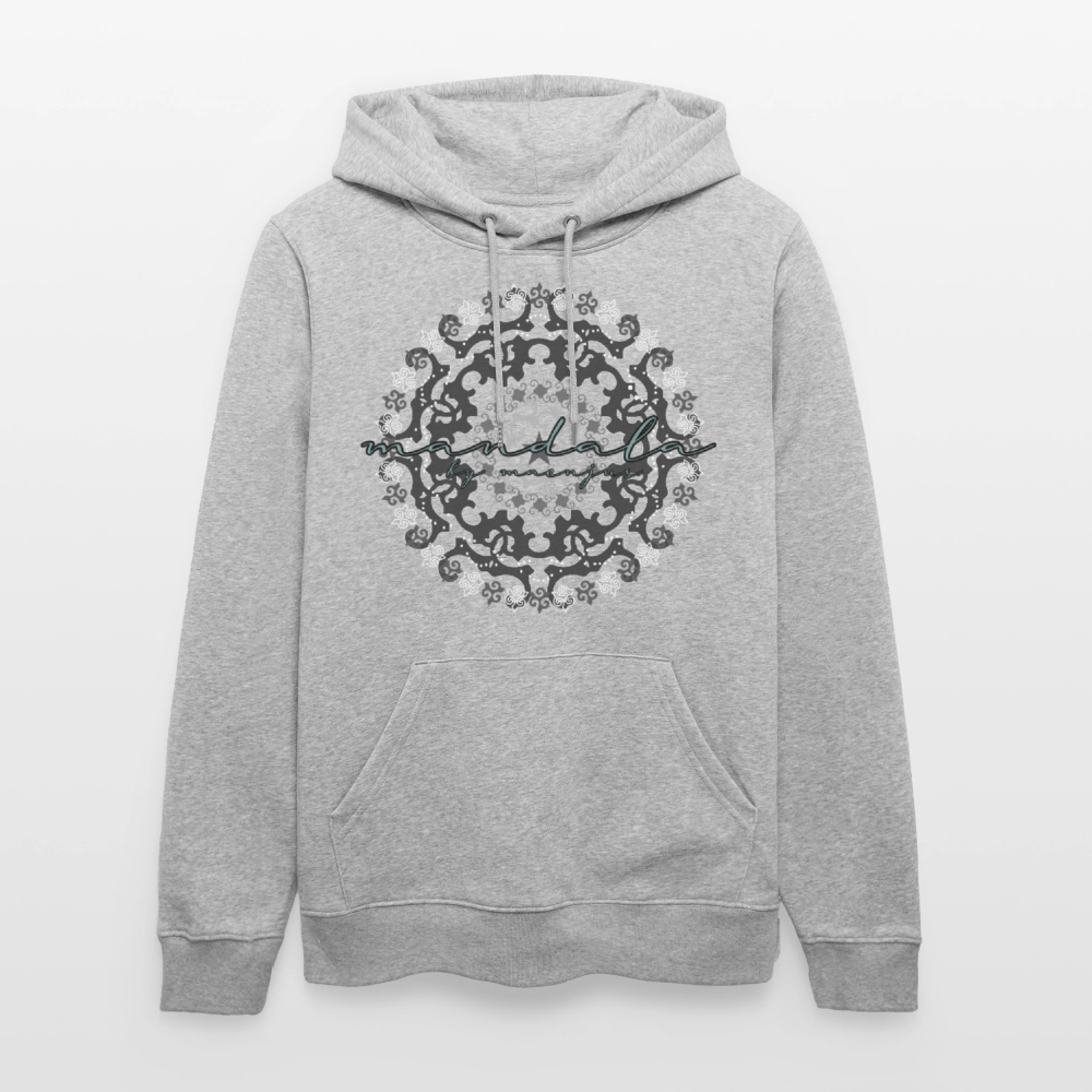 Unisex Bio-Hoodie mit BLACK MANDALA PRINT - Grau meliert