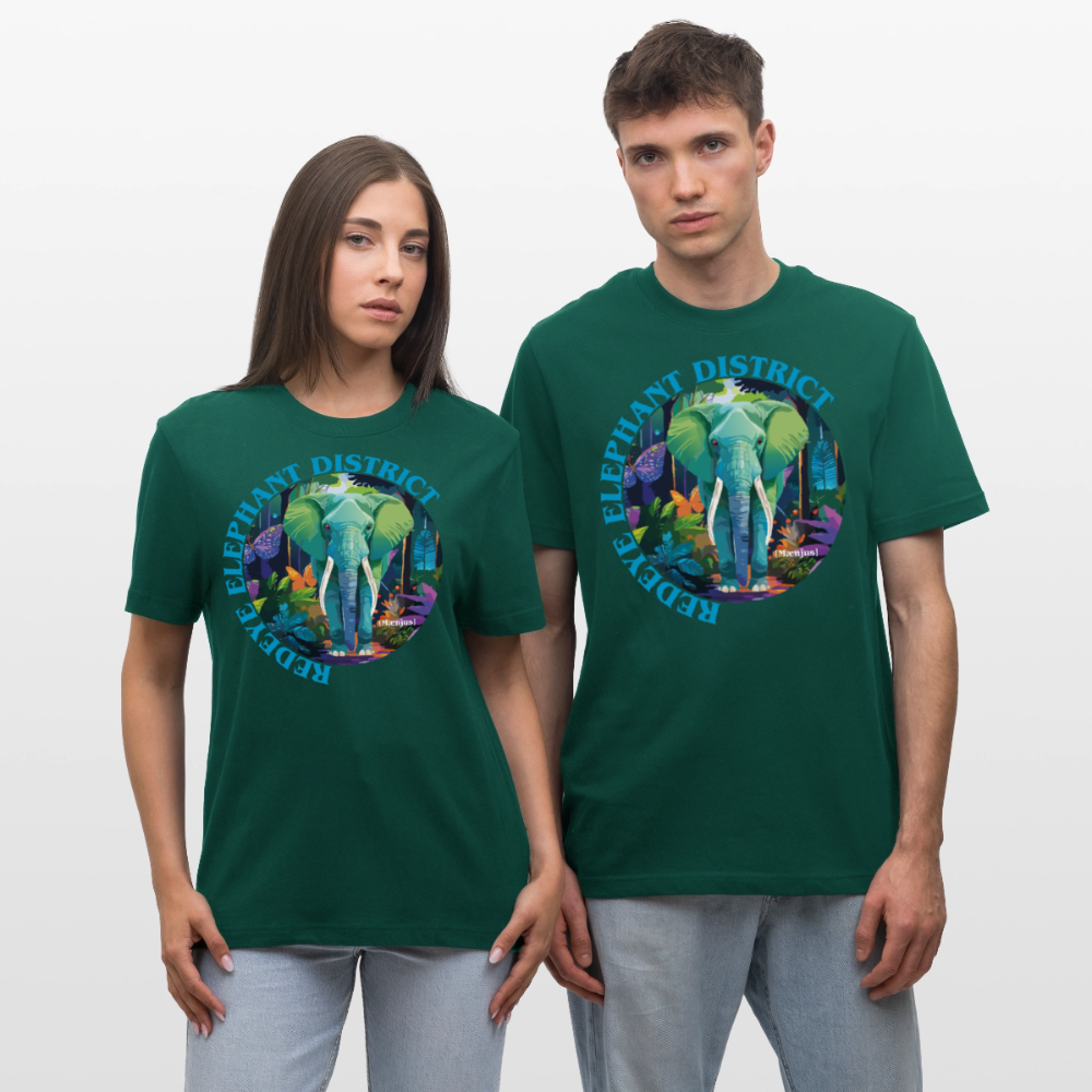 Relaxed Fit Unisex Bio-T-Shirt mit REDEYE ELEPHANT DISTRICT PRINT Vorderseite - Forest