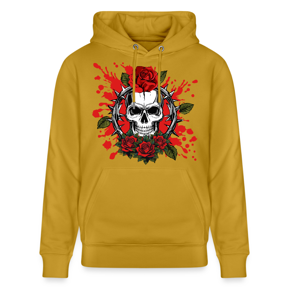 Unisex Hoodie mit ROSENSKULL PRINT - Ocker