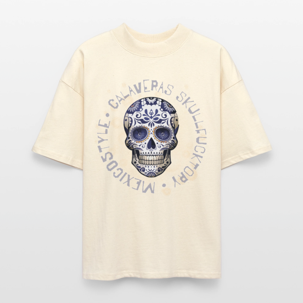Oversized Unisex T-Shirt mit CALAVERAS SKULLPRINT - Weißgrau