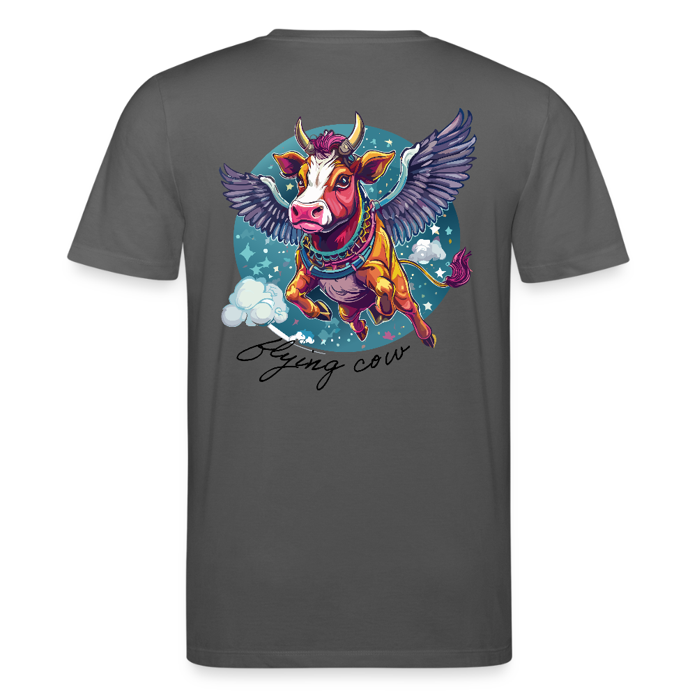 Unisex Bio-T-Shirt mit Flying Cow Print Rückseite - Anthrazit