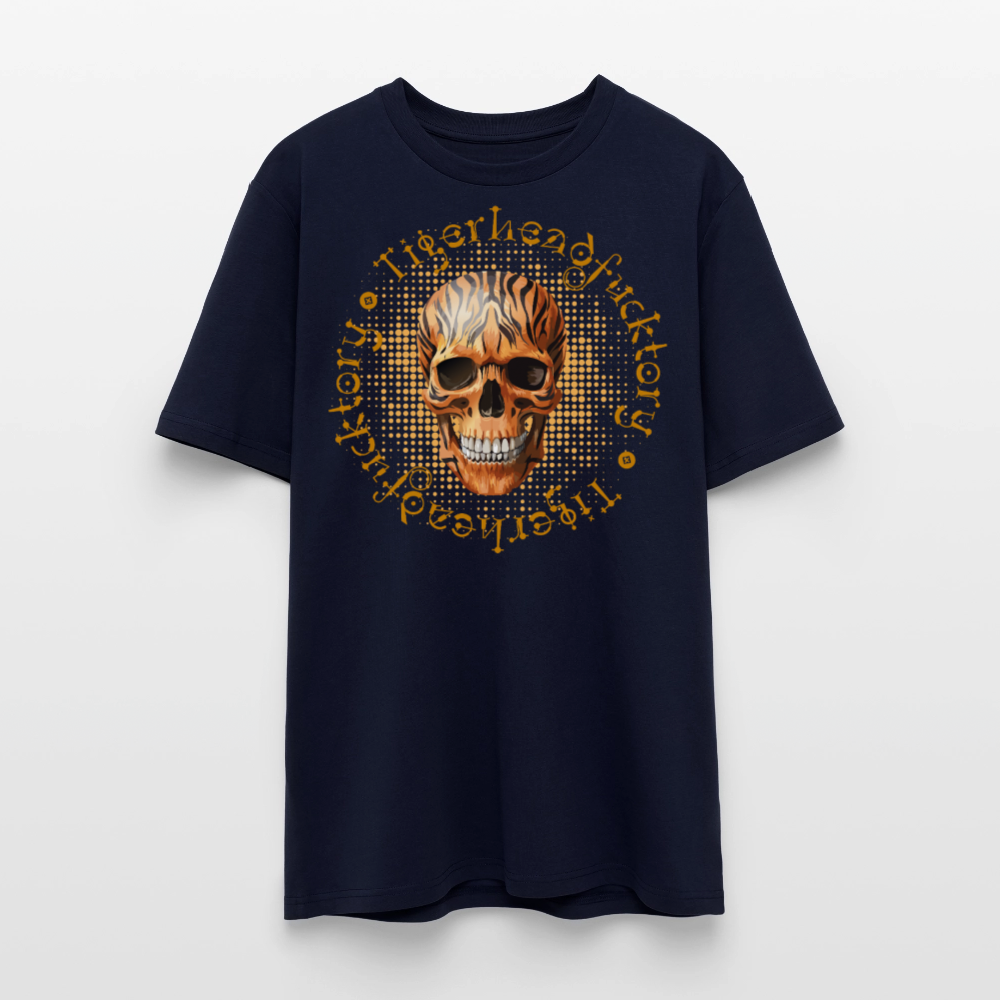 Unisex Bio-T-Shirt mit TIGERHEAD SKULL PRINT Vorderseite - Navy