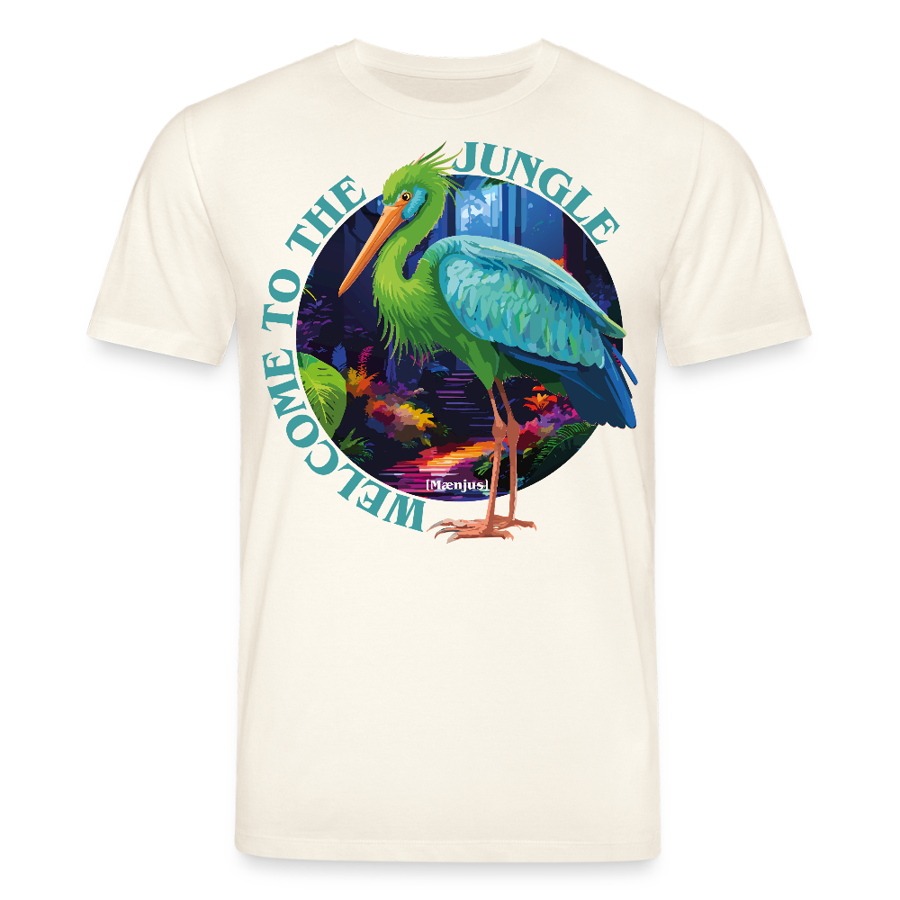 Unisex Bio-T-Shirt mit WELCOME TO THE JUNGLE PRINT Vorderseite - Naturweiß