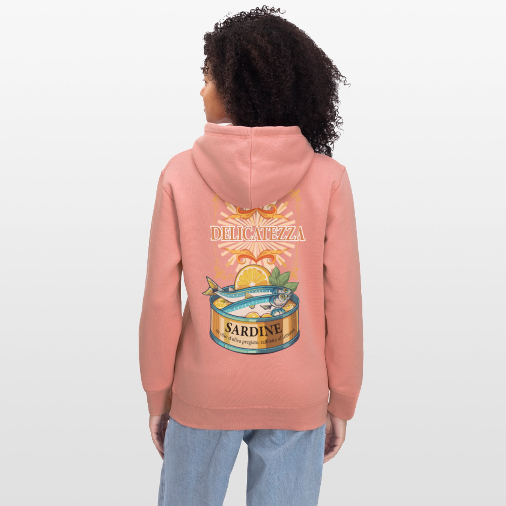 Unisex Bio-Hoodie mit DELICATEZZA SARDINE PRINT Rückseite - Altrosa