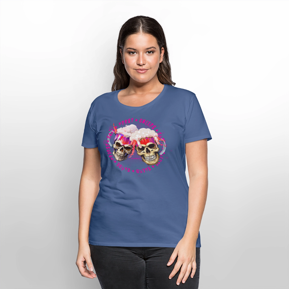 Frauen Premium T-Shirt mit OKTOBERFEST SKULL GIRL PRINT - Taubenblau