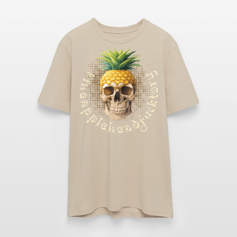 Unisex Bio-T-Shirt mit PINEAPPLE SKULL PRINT Vorderseite - Beige