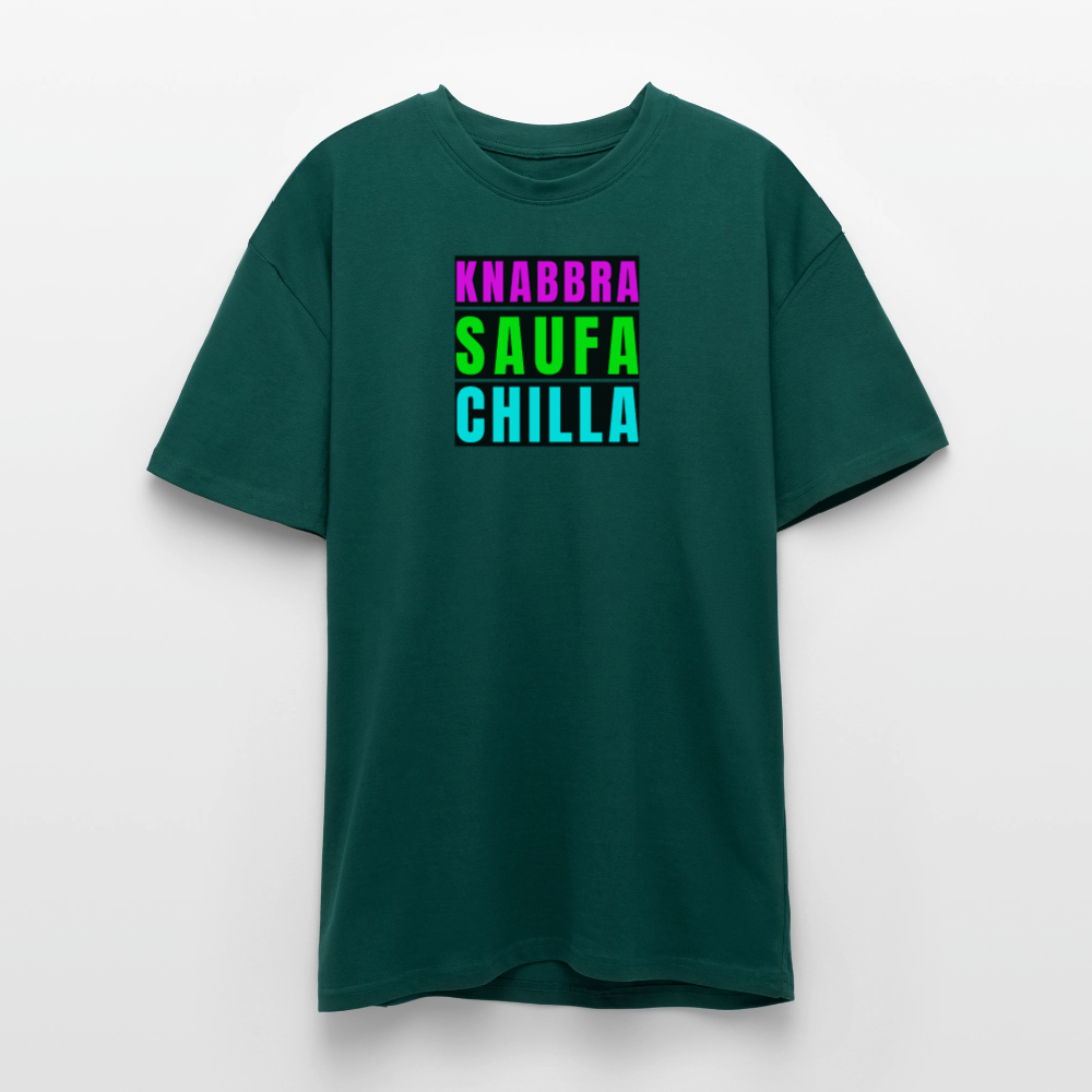 Heavy Oversize T-Shirt mit KNABBRA SAUFA CHILLA PRINT - hunter Green