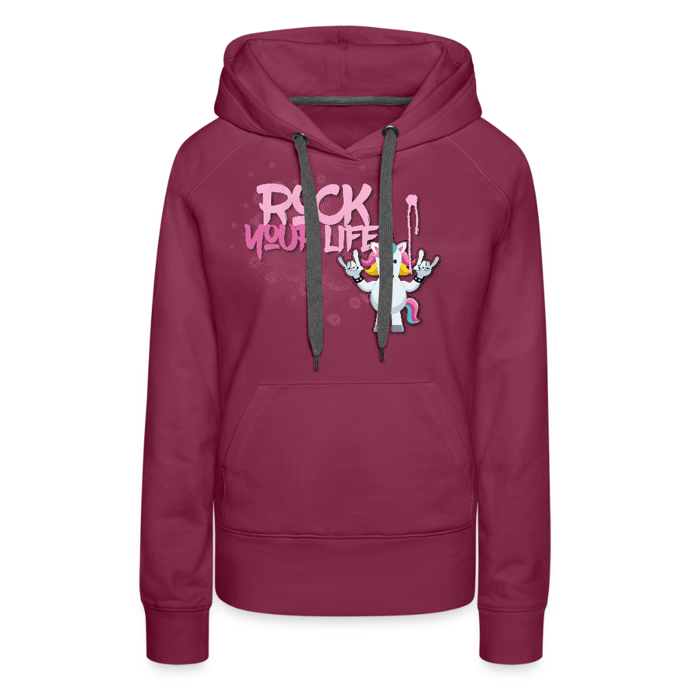Frauen Premium Hoodie mit ROCK YOUR LIFE PRINT - Bordeaux