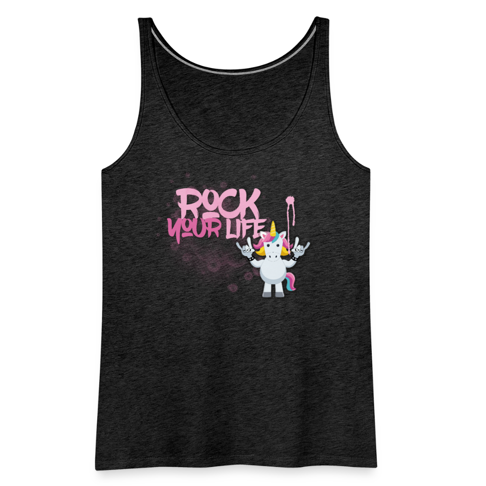 Frauen Premium Tank Top mit ROCK YOUR LIFE PRINT - Anthrazit