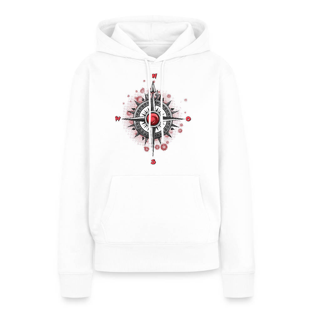 Frauen Premium Hoodie mit WINDROSE PRINT - Weiß