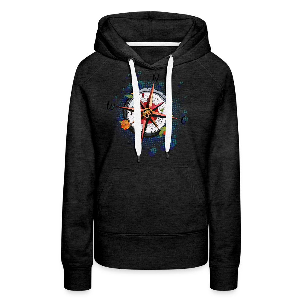 Frauen Premium Hoodie mit WINDROSE PRINT - Anthrazit