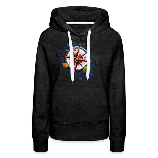 Frauen Premium Hoodie mit WINDROSE PRINT - Anthrazit