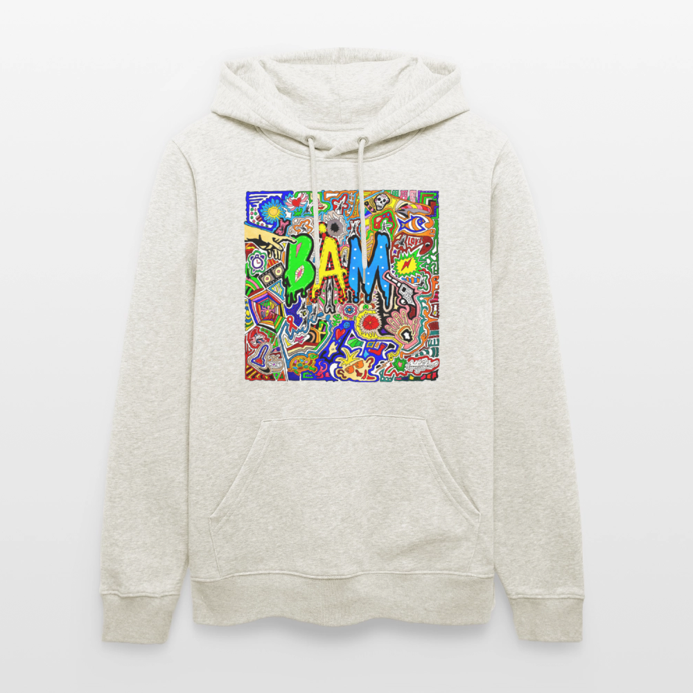 Unisex Bio-Hoodie mit BÄM PRINT - Beige meliert