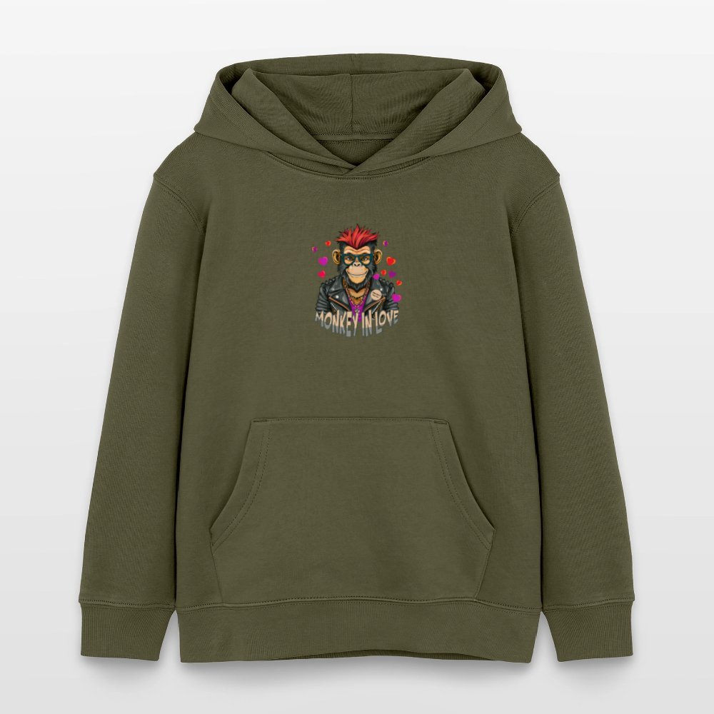 MNJS KIDS Bio-Hoodie mit MONKEY IN LOVE PRINT - Khaki