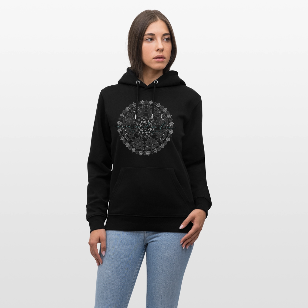Unisex Bio-Hoodie mit BLACK MANDALA PRINT - Schwarz