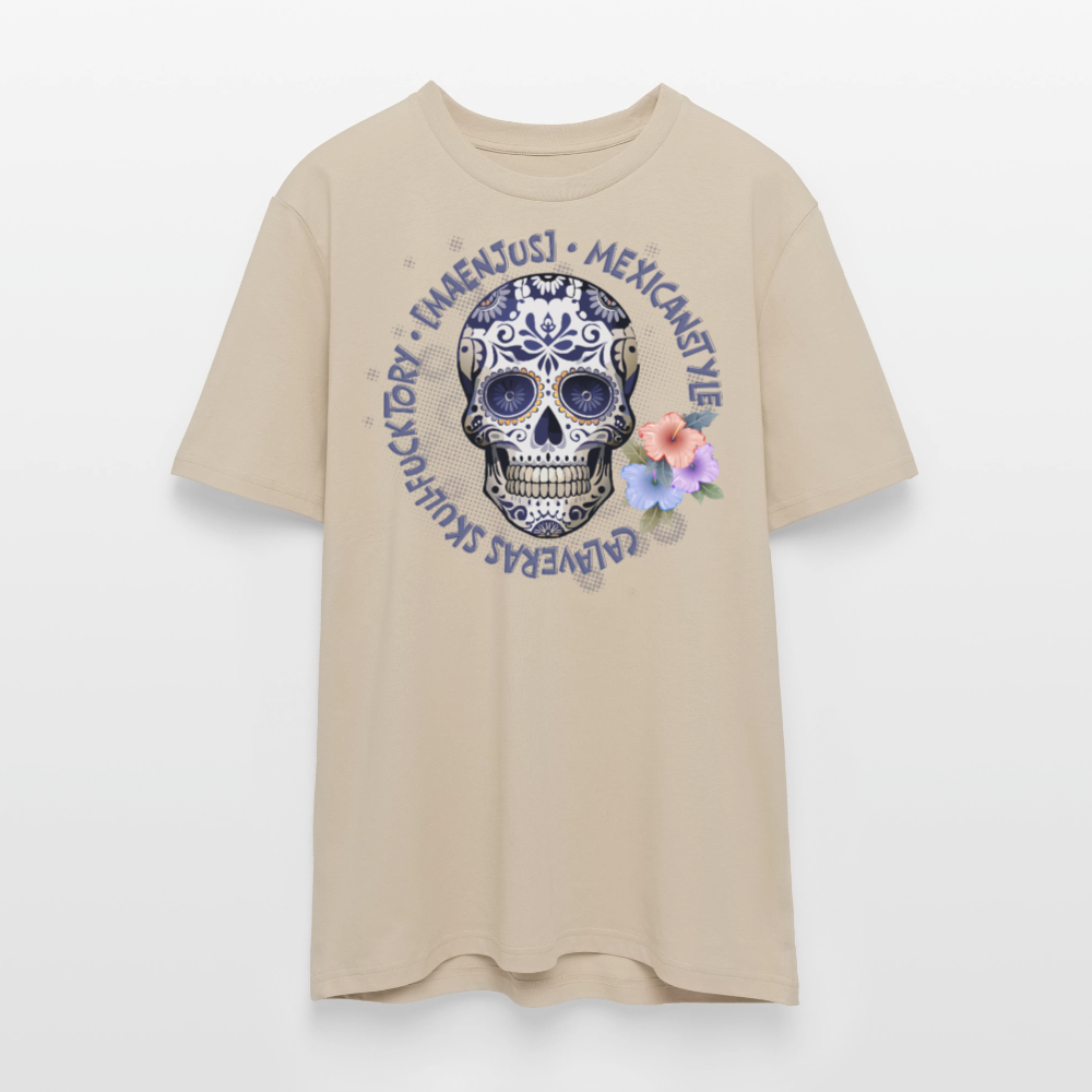 Unisex Bio-T-Shirt mit MAENJUS MEXICANSTYLE PRINT Vorderseite - Beige
