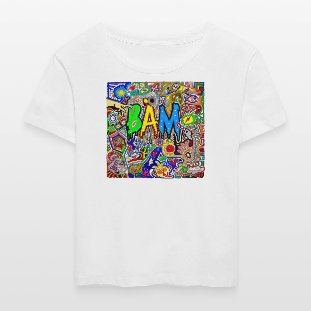 Relaxed Rundhals Frauen Bio-T-Shirt mit BÄM PRINT - Weiß