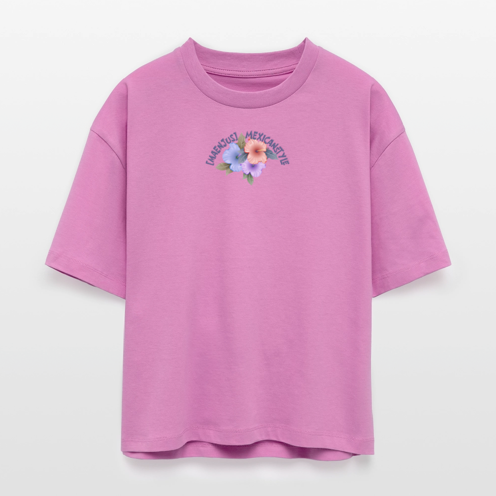 Frauen Boxy Bio-T-Shirt mit MAENJUS MEXICANSTYLE PRINT Vorder- und Rückseite - Pink