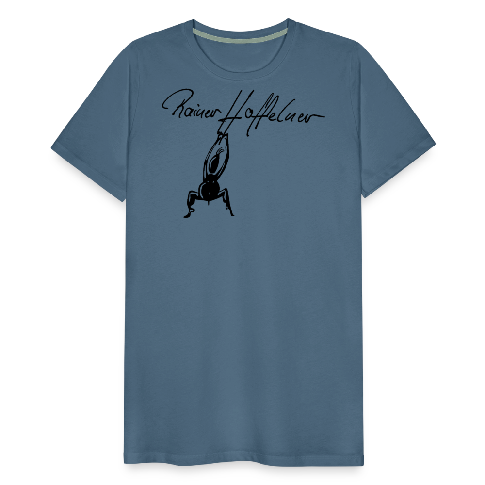 Männer Premium T-Shirt mit TUSCHEMÄNNCHEN PRINT - Blaugrau