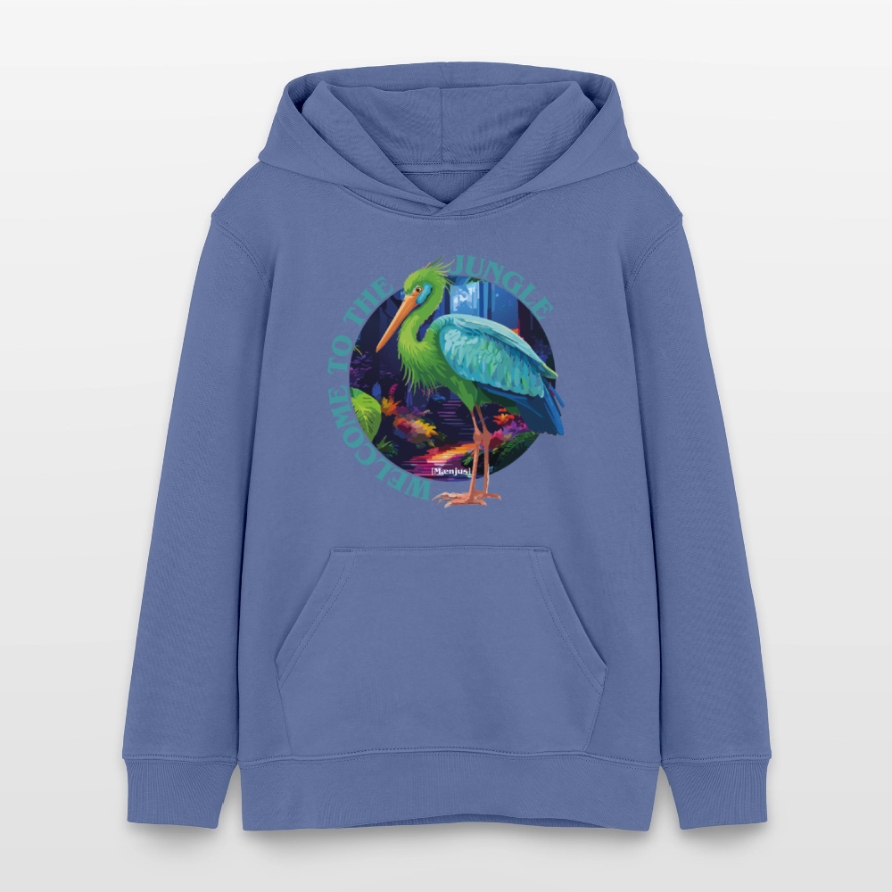 MNJS TEENS Bio-Hoodie mit WELCOME TO THE JUNGLE PRINT - Blau