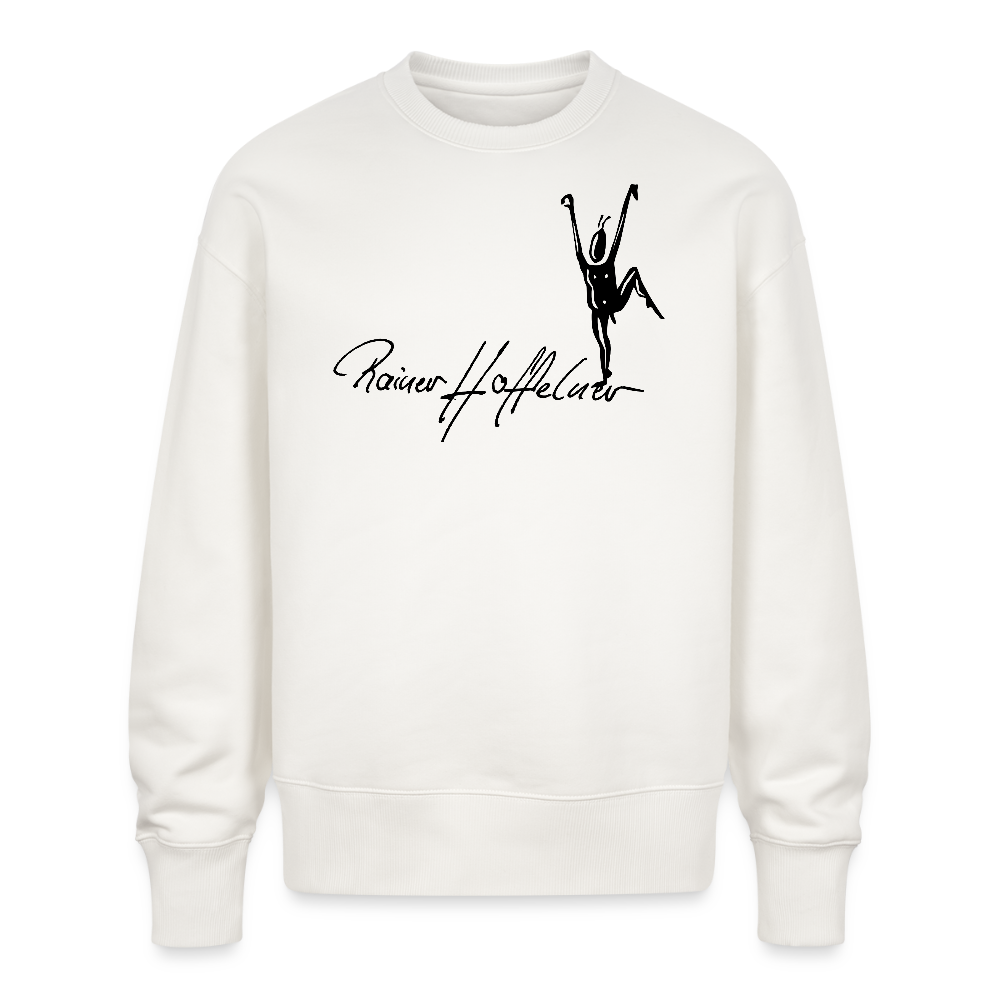 Unisex Oversize Bio Pullover mit TUSCHEMÄNNCHEN PRINT - OFF WHITE