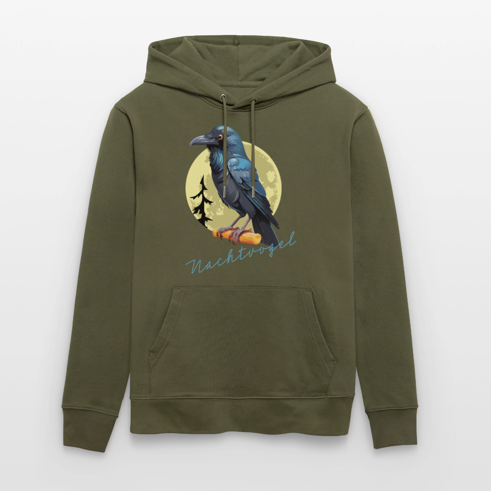 Unisex Hoodie mit NACHTVOGEL PRINT - Khaki Grün