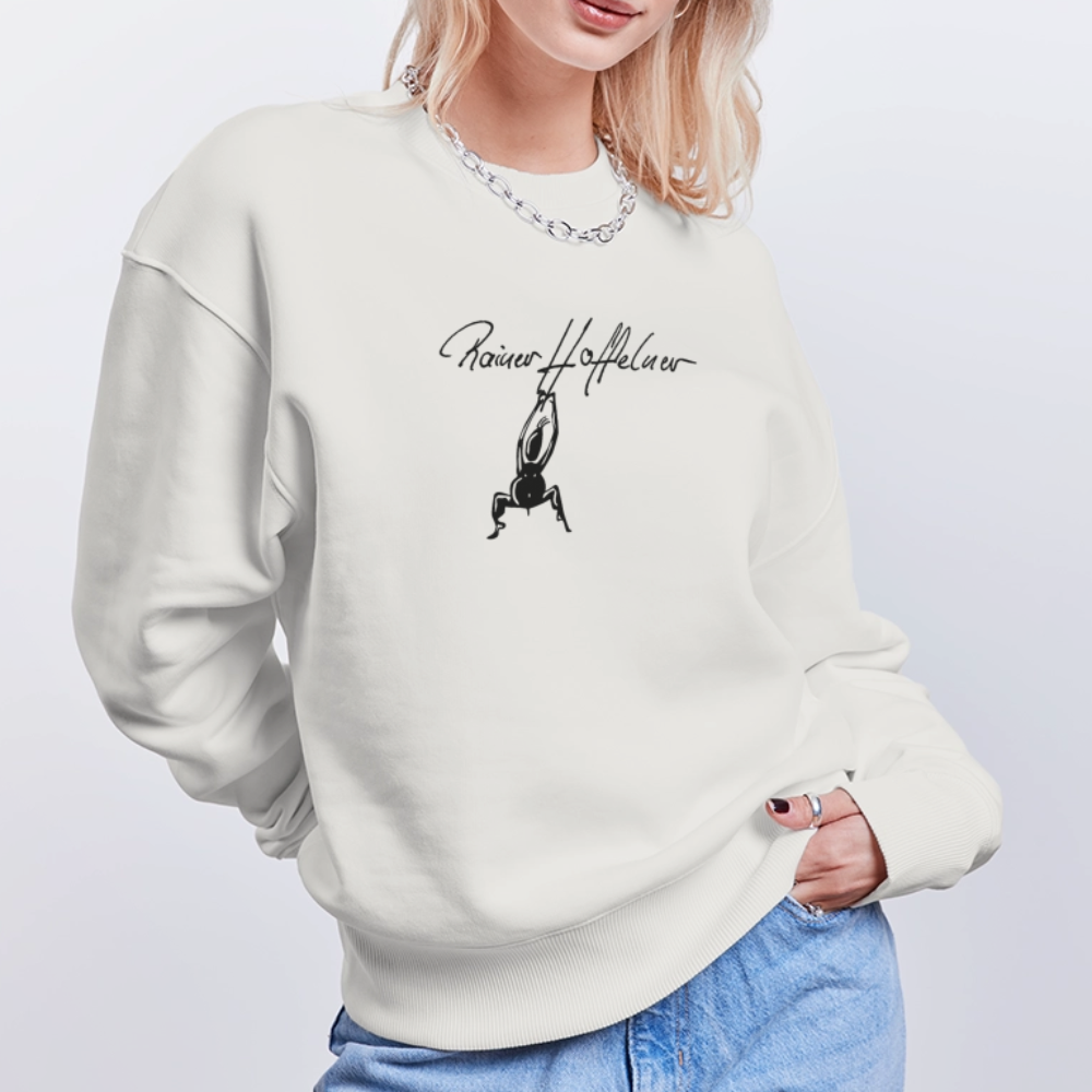 Unisex Oversize Bio Pullover mit TUSCHEMÄNNCHEN PRINT - OFF WHITE