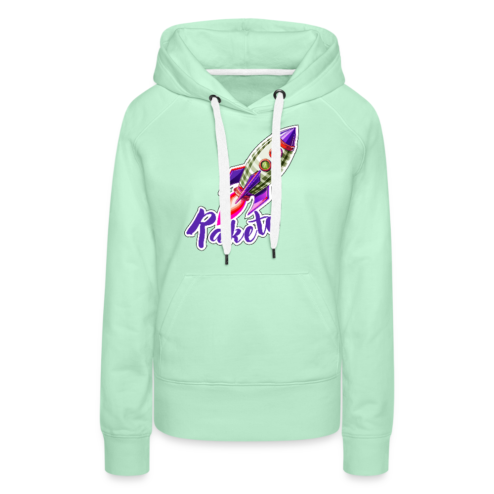 Frauen Premium Hoodie mit RAKETE PRINT - helles Mintgrün