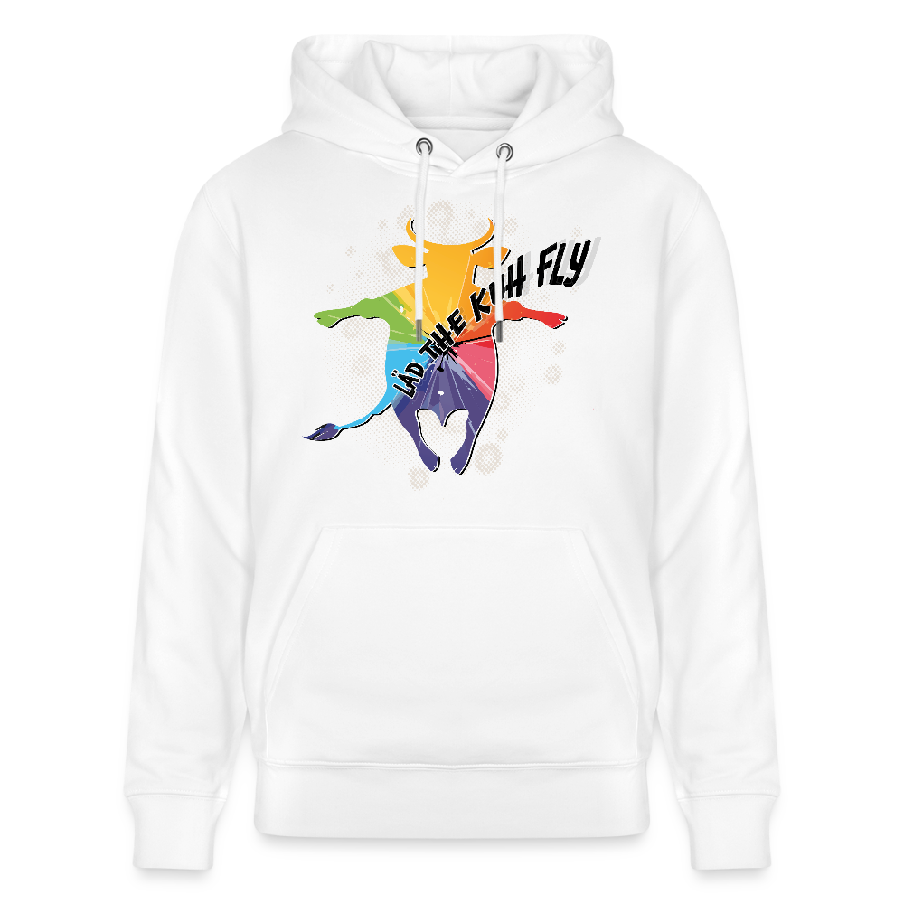Unisex Hoodie mit LÄD THE KUH FLY PRINT - Weiß