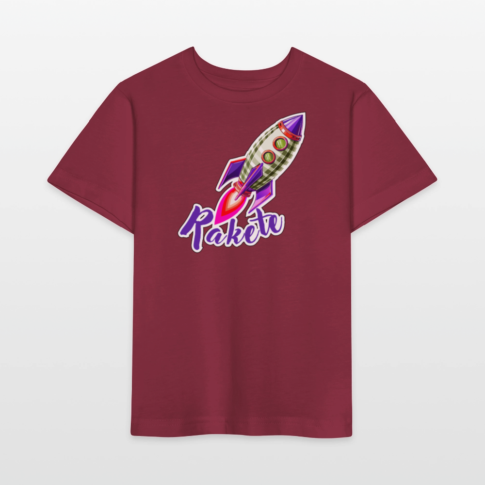 MNJS KIDS Bio T-Shirt mit RAKETE PRINT - Burgunderrot