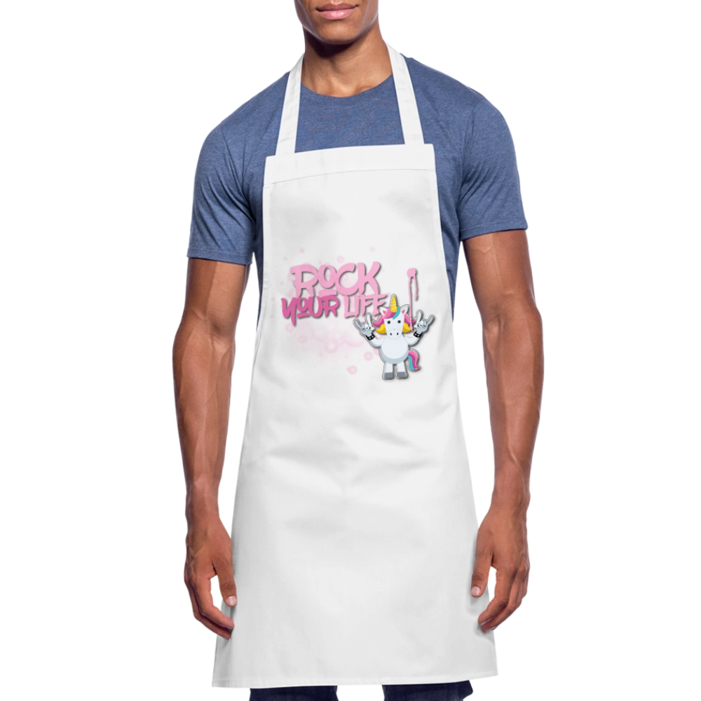 Kochschürze mit ROCK YOUR LIFE PRINT - Weiß