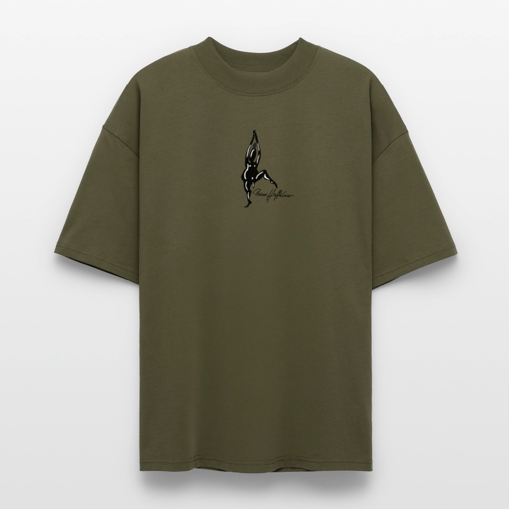 Oversized Unisex Bio T-Shirt mit TUSCHEMÄNNCHEN PRINT - Khaki