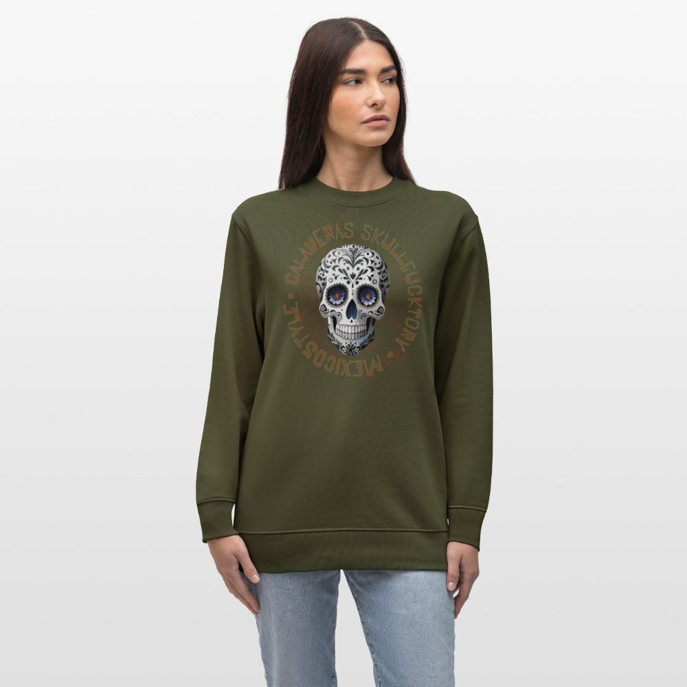 Unisex Bio-Sweatshirt mit CALAVERAS SKULL PRINT - Khaki