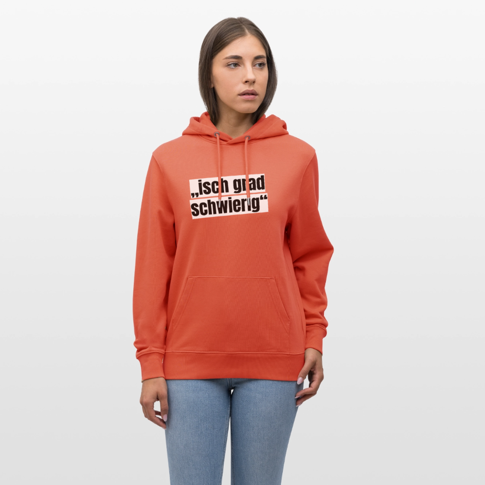 Unisex Hoodie mit ISCH GRAD SCHWIERIG PRINT - Hellrot