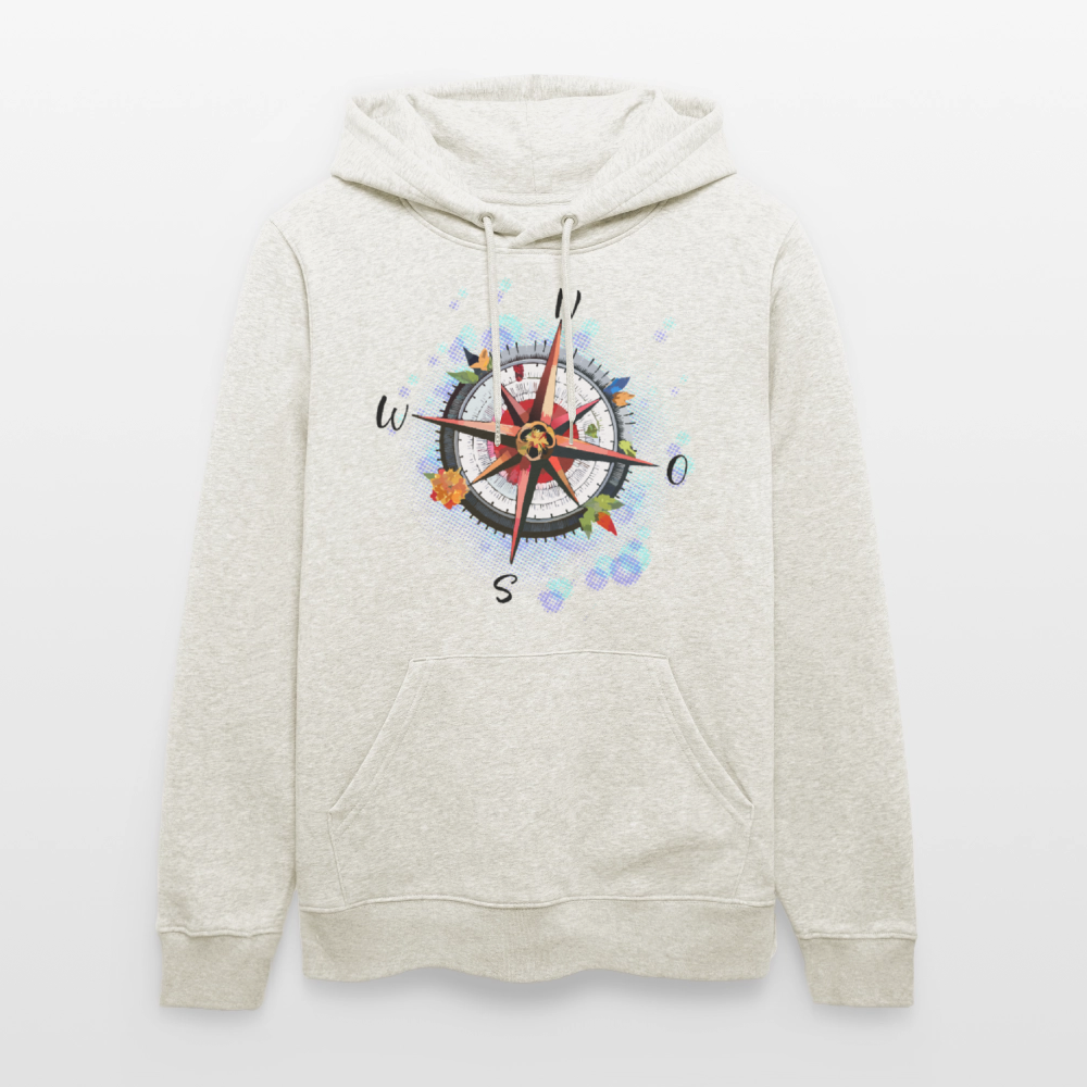 Unisex Hoodie mit WINDROSE PRINT - Beige meliert