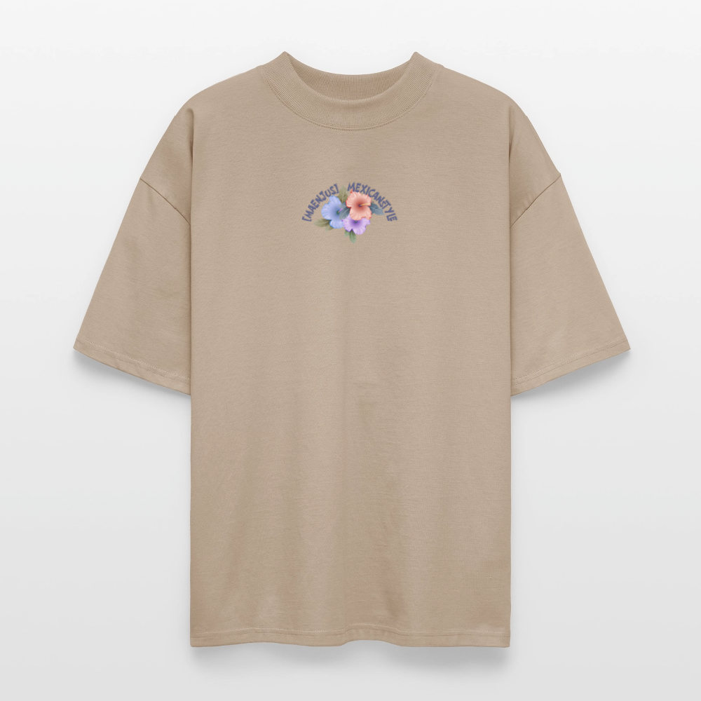 Oversized Unisex T-Shirt mit MAENJUS MEXICANSTYLE PRINT Vorder- und Rückseite - Steingrau