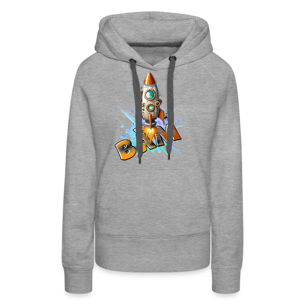 Frauen Premium Hoodie mit RAKETE PRINT - Grau meliert