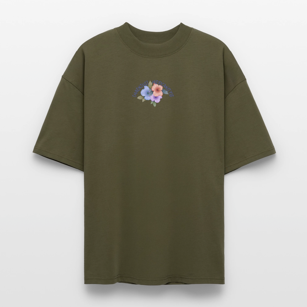 Oversized Unisex T-Shirt mit MAENJUS MEXICANSTYLE PRINT Vorder- und Rückseite - Khaki