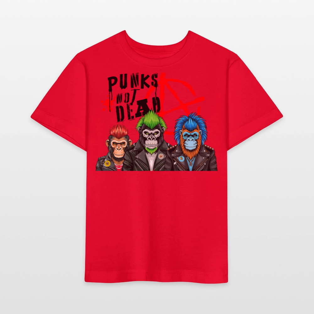 MNJS KIDS Bio T-Shirt mit PUNKS NOT DEAD PRINT - Rot