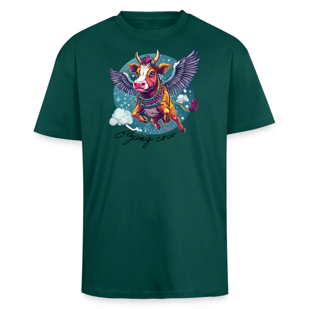 Heavy Oversize T-Shirt mit FLYING COW PRINT - hunter Green