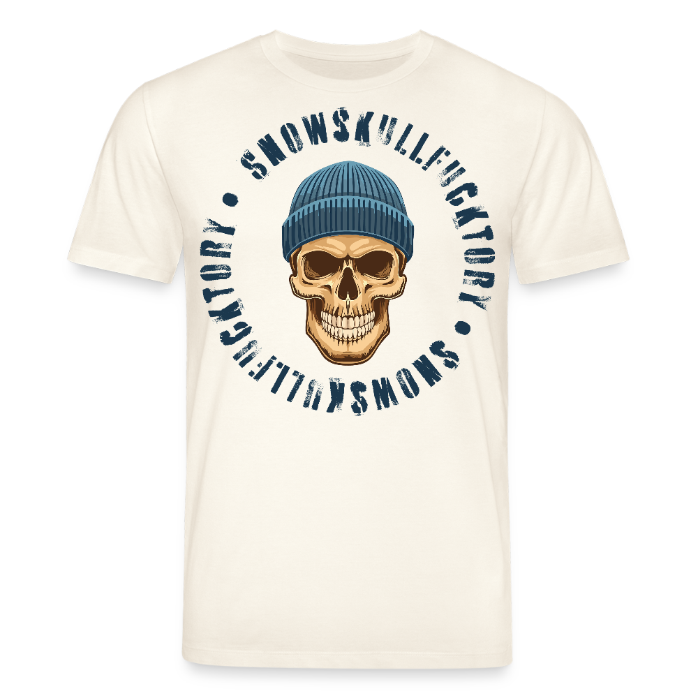 Unisex Bio-T-Shirt mit SNOWSKULL FUCKTORY PRINT Vorderseite - Naturweiß