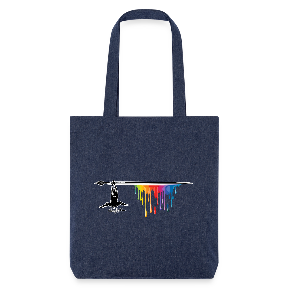 Recycelter Heavyweight Stoffbeutel mit TUSCHEMÄNNCHEN PRINT - melange Blue