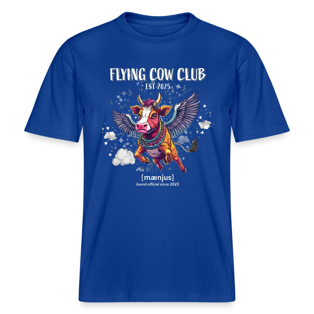 Unisex Bio-T-Shirt mit FLYING COW CLUB PRINT Vorderseite - Dunkelblau