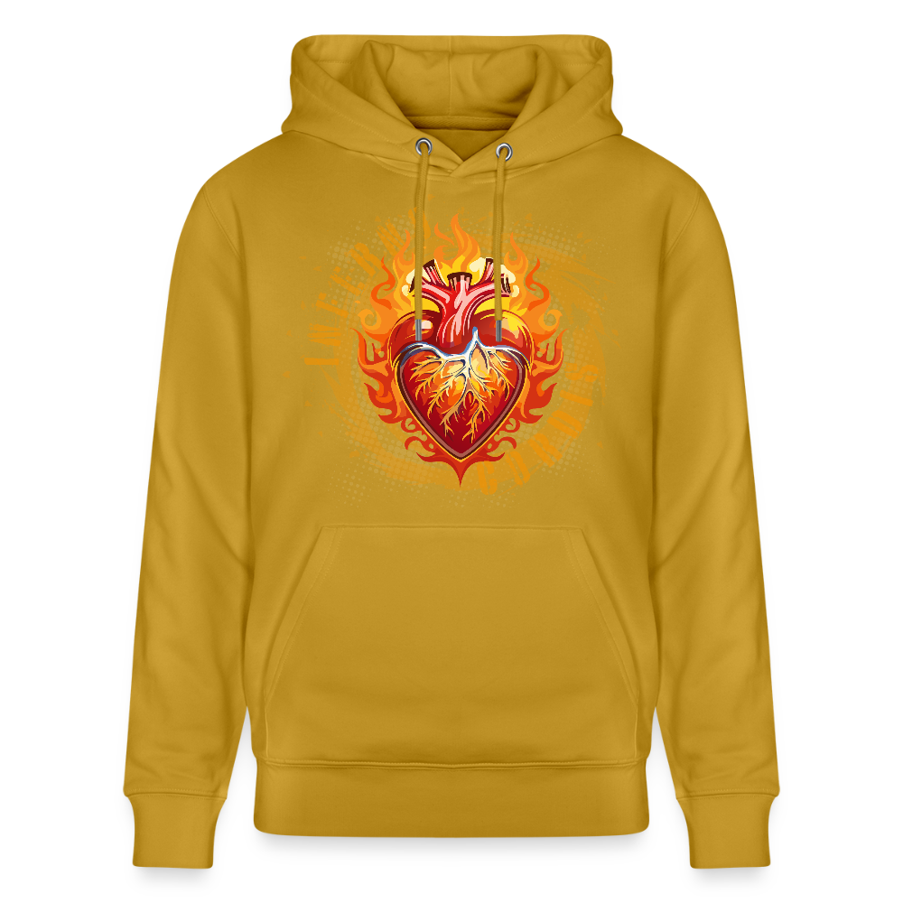 Unisex Bio-Hoodie mit FEUERHERZ PRINT - Ocker