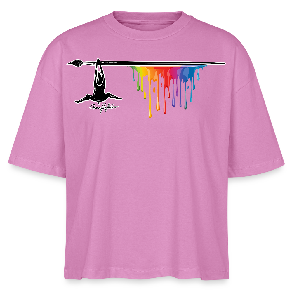 Frauen Boxy Bio-T-Shirt mit MÄNNLE PRINT - Pink