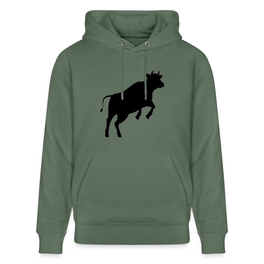 Unisex Hoodie mit JUMPING COW PRINT - Tanngrün