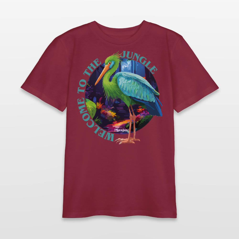 MNJS TEENS Bio T-Shirt mit WELCOME TO THE JUNGLE PRINT - Burgunderrot